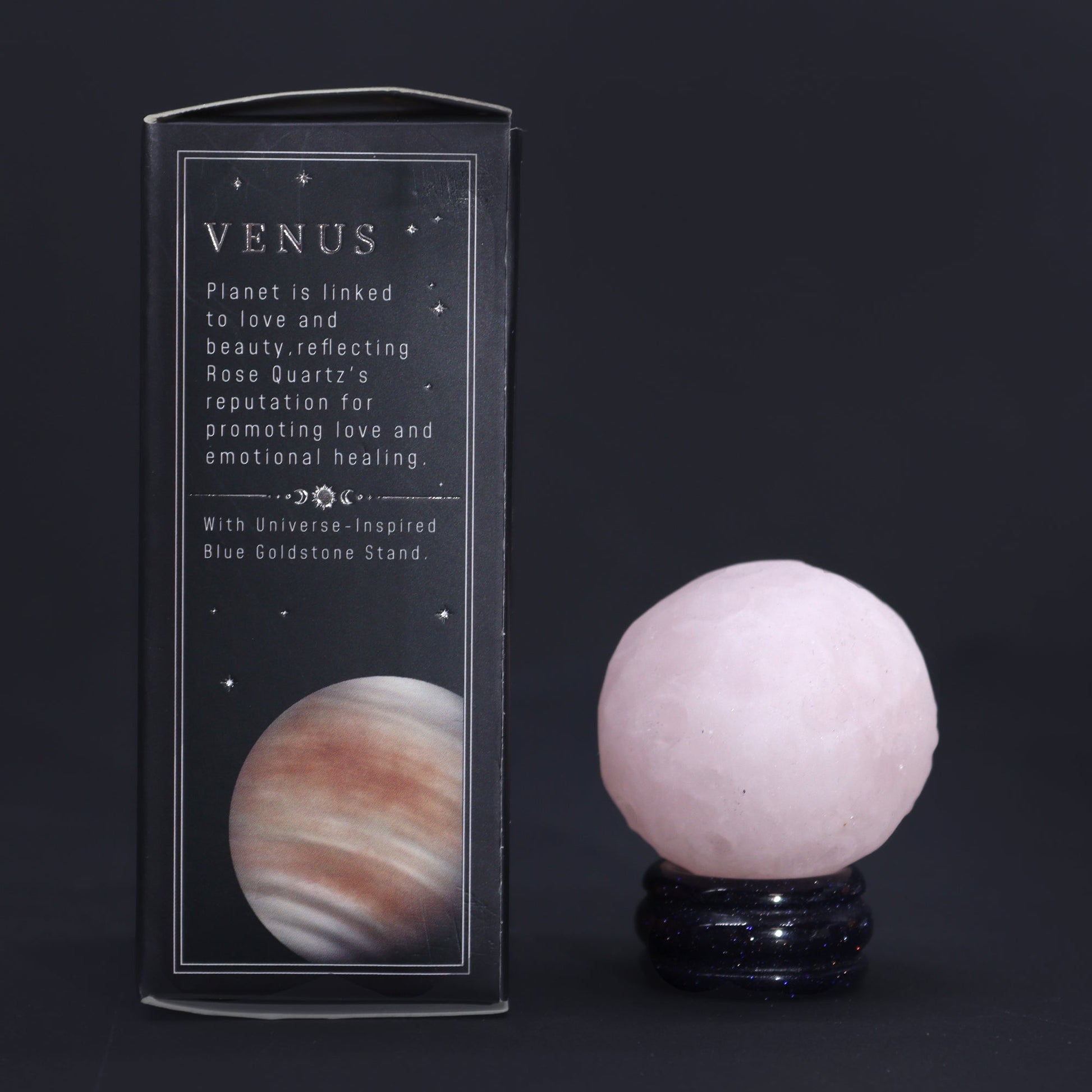 Rose Quartz Planet on a Sola Goldstone Stand (VENUS) - Alchem Soul