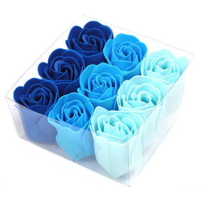 Set of 9 Soap Flowers - Blue Wedding Roses - Alchem Soul