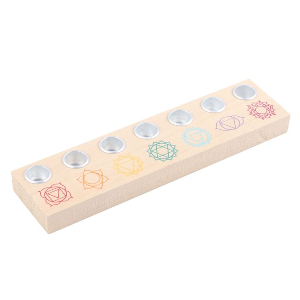 Seven Chakras Wooden Energy Candle Holder - Alchem Soul