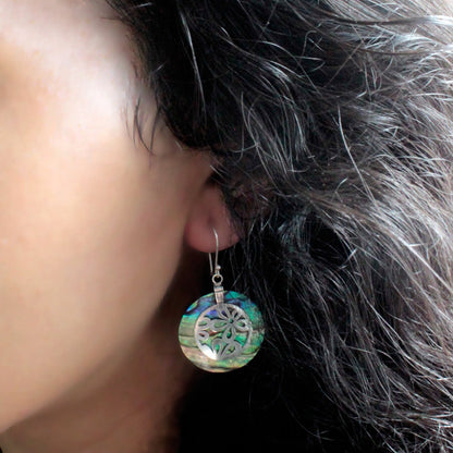 Shell & Silver Earrings - Classic Disc - Abalone - Alchem Soul