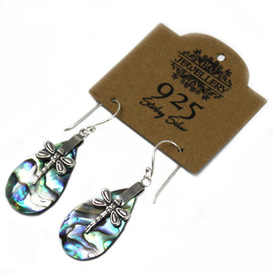 Shell & Silver Earrings - Dragonflies - Abalone - Alchem Soul