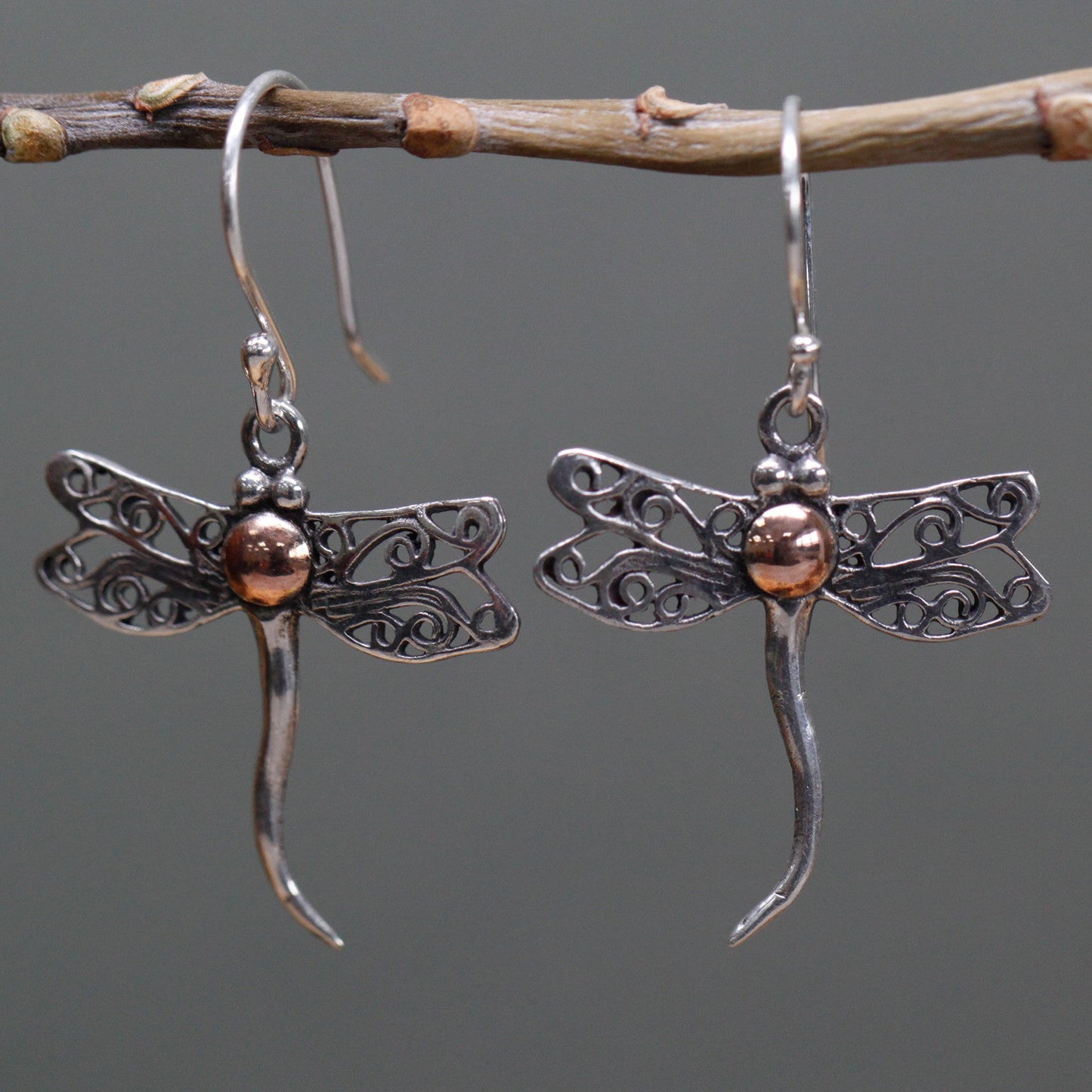 Silver & Gold Earring - Dragonflies - Alchem Soul