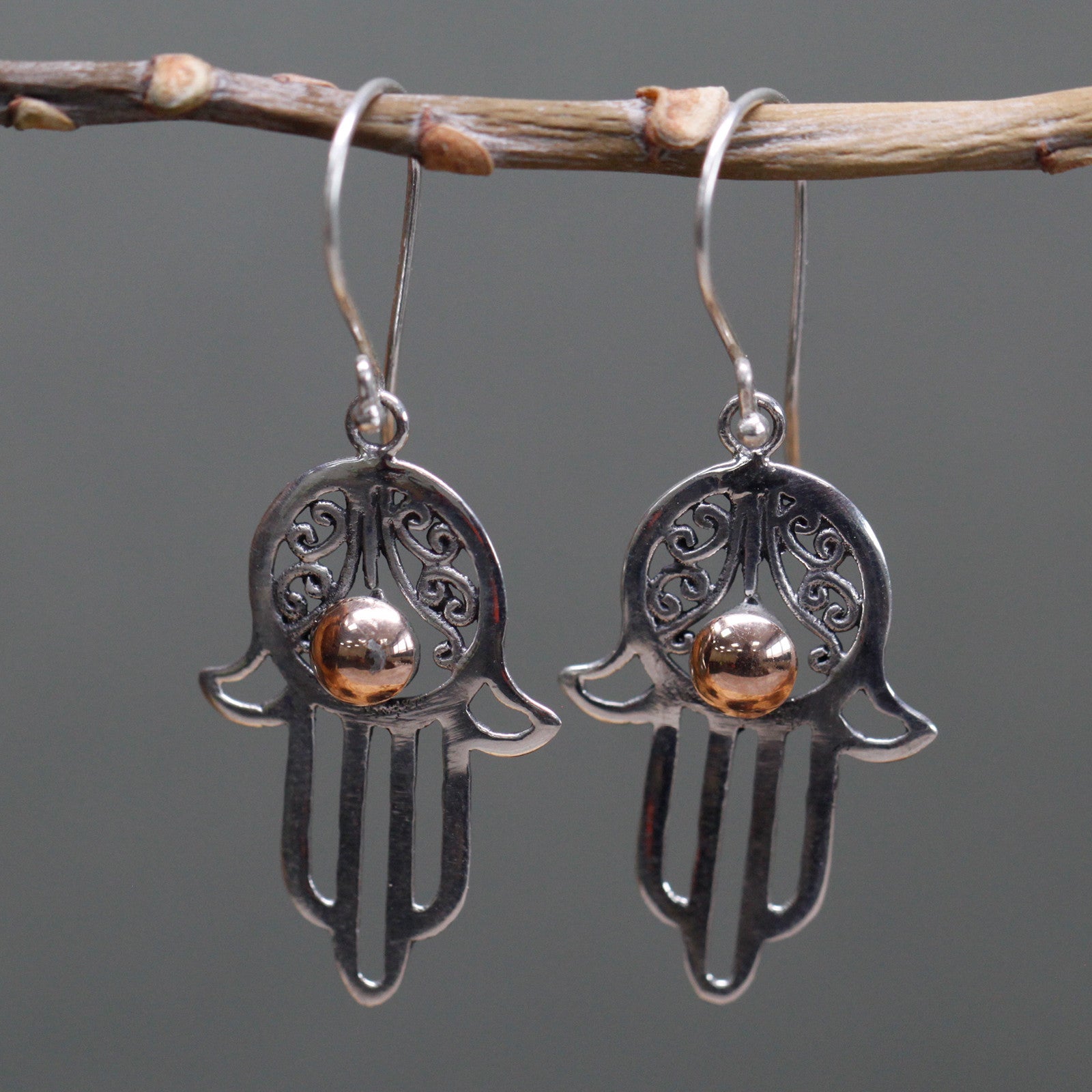 Silver & Gold Earring - Hamsa - Alchem Soul