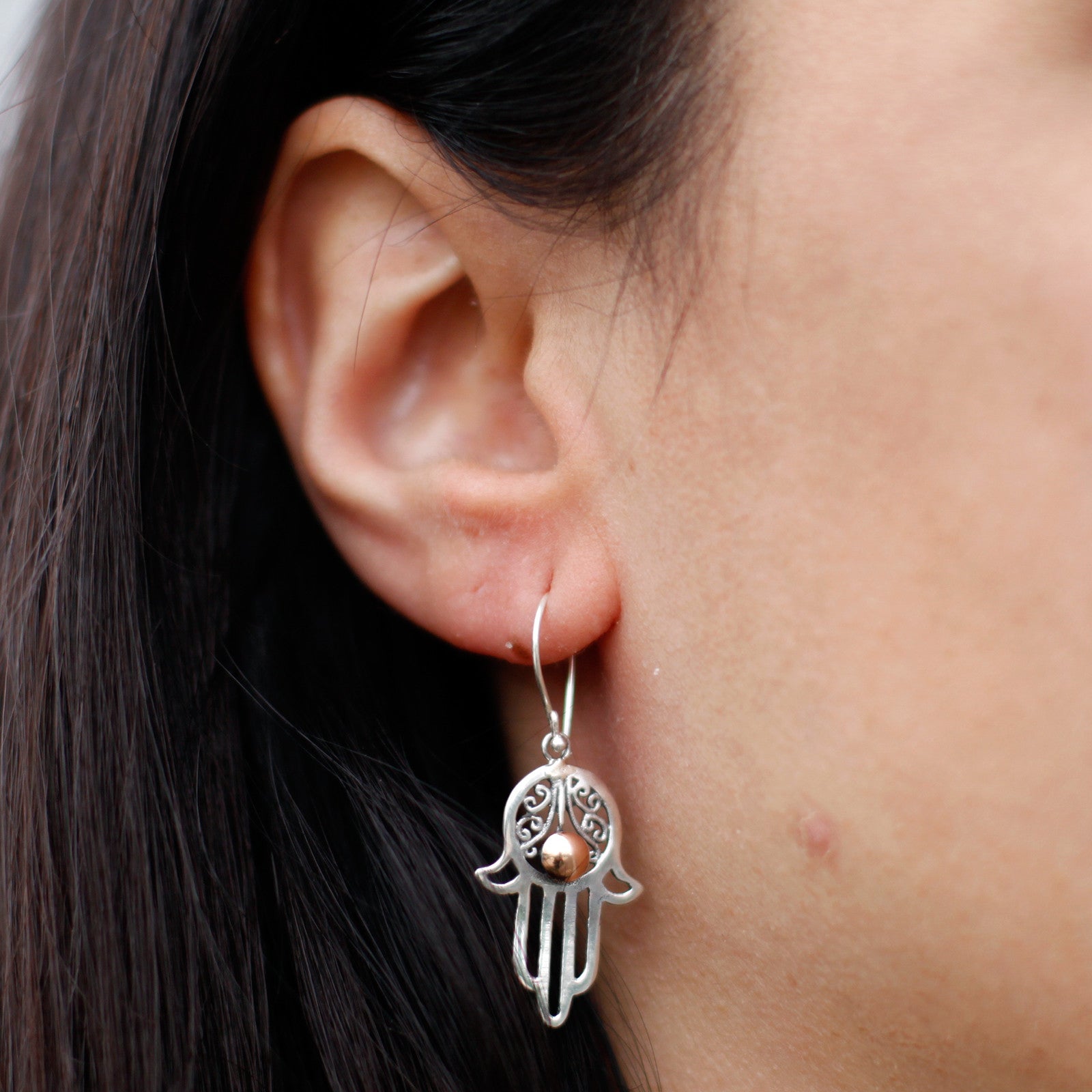 Silver & Gold Earring - Hamsa - Alchem Soul