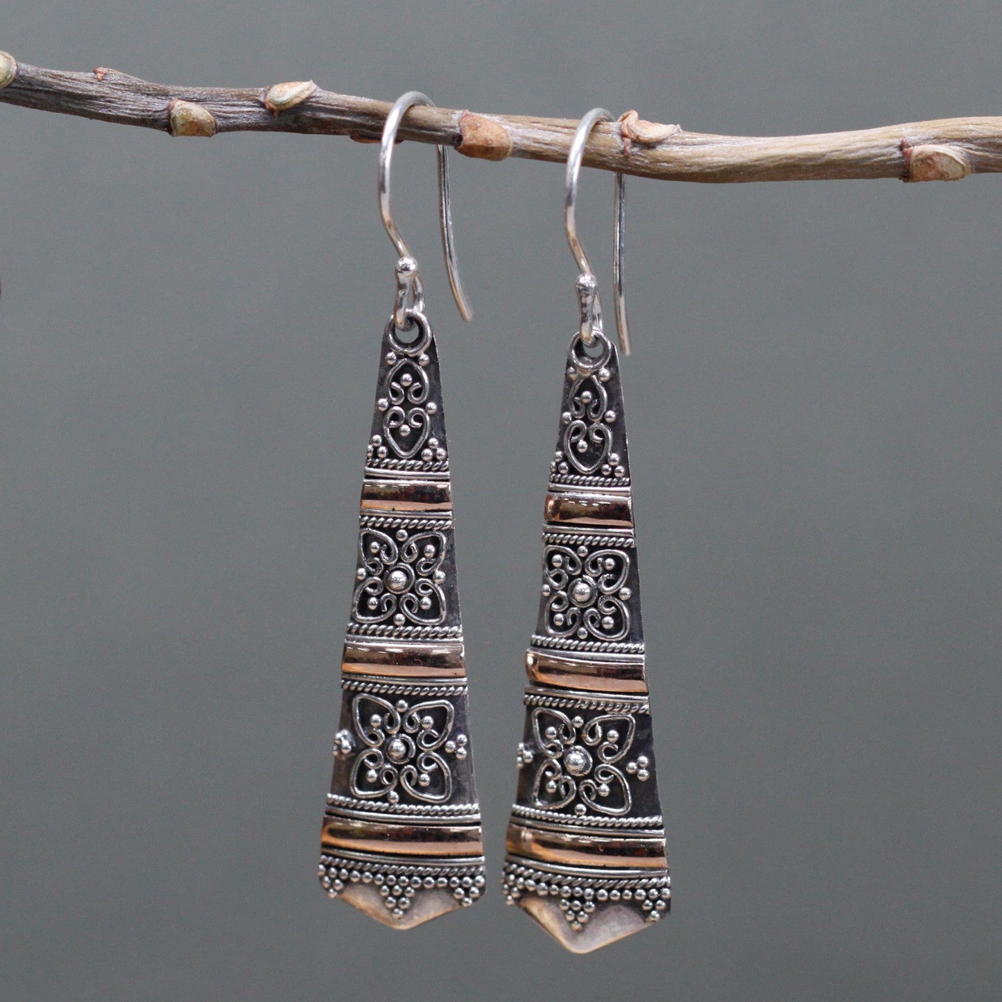 Silver & Gold Earring - Tribal Drops - Alchem Soul