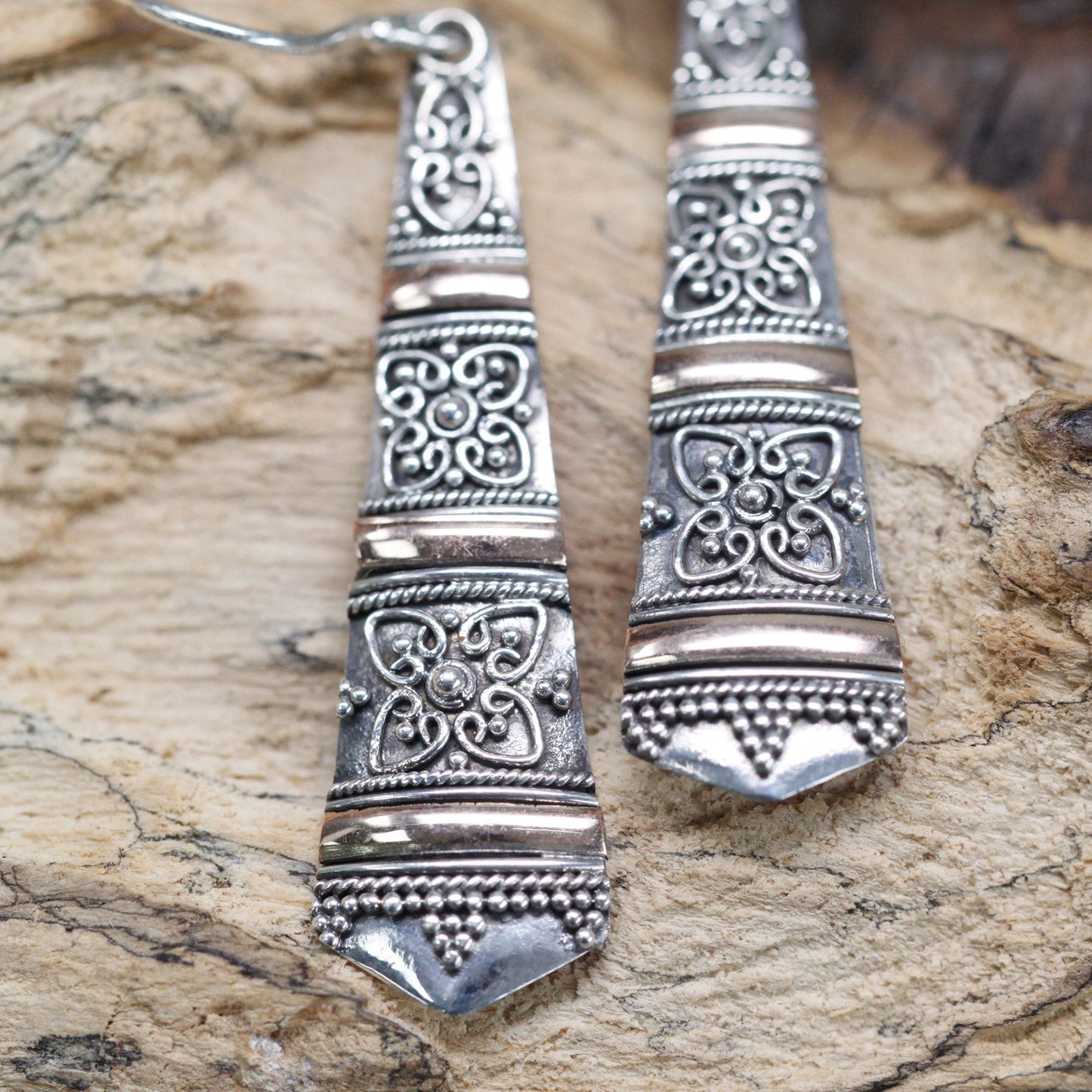 Silver & Gold Earring - Tribal Drops - Alchem Soul