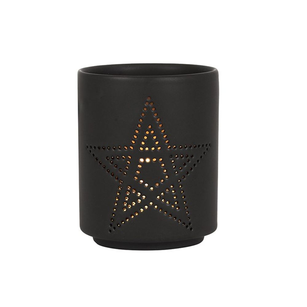 Small Black Pentagram Cut Out Tealight Holder - Alchem Soul