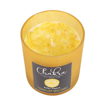 Solar Plexus Chakra Lemon Crystal Chip Candle - Alchem Soul