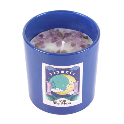 The Moon Amethyst Crystal Chip Candle - Alchem Soul