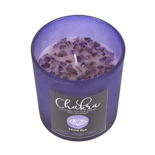 Third Eye Chakra Lavender Crystal Chip Candle - Alchem Soul