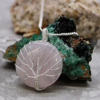 Tree of Life Gemstone Necklace - Rose Quartz - Alchem Soul