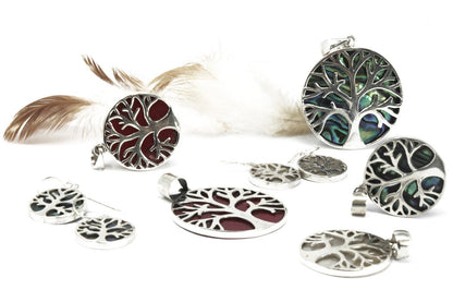 Tree of Life Silver Earrings 15mm - Abalone - Alchem Soul