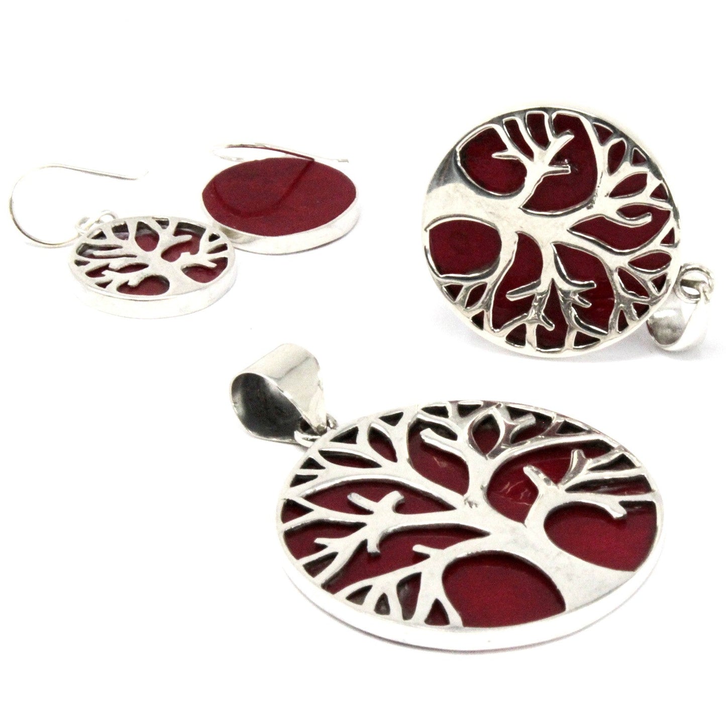 Tree of Life Silver Earrings 15mm - Coral Effect - Alchem Soul