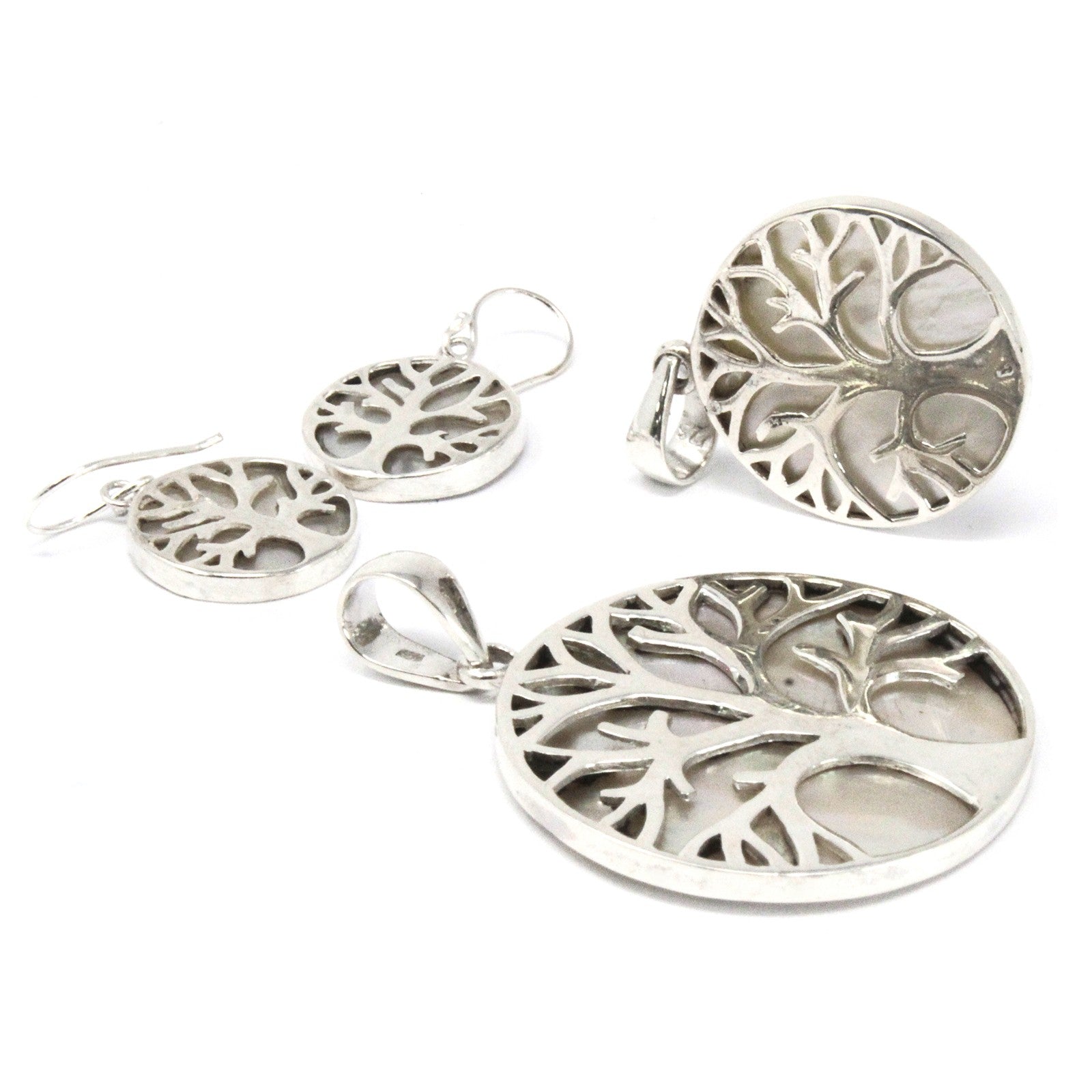 Tree of Life Silver Earrings 15mm - Mother of Pearl - Alchem Soul