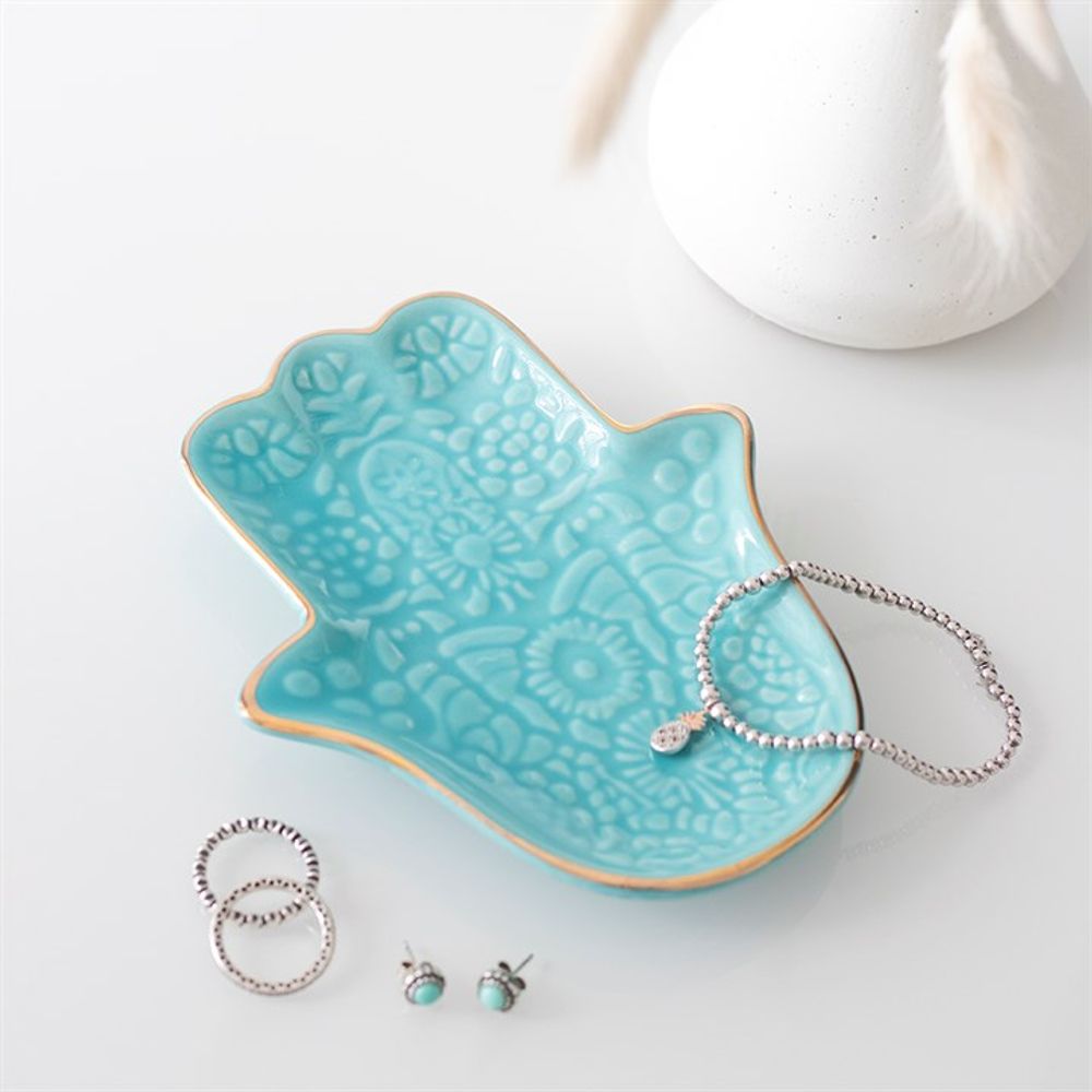 Turquoise Hamsa Hand Jewellery Dish - Alchem Soul