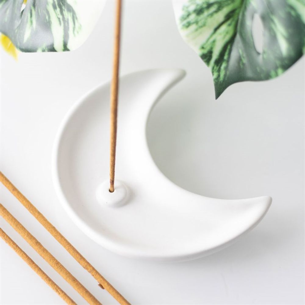 White Crescent Moon Incense Stick Holder - Alchem Soul