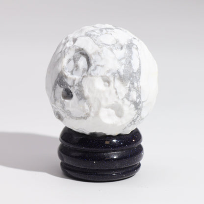 White Howlite Planet on a Sola Goldstone Stand (MOON) - Alchem Soul