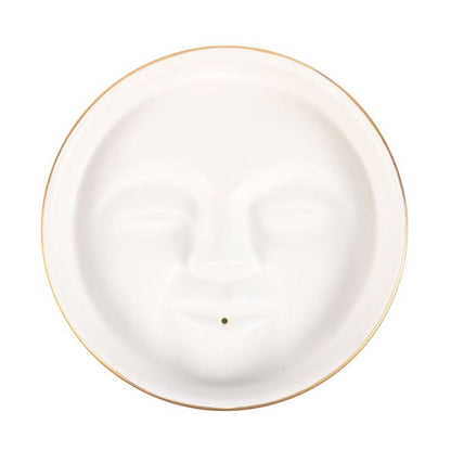 White Moon Face Incense Stick Holder - Alchem Soul