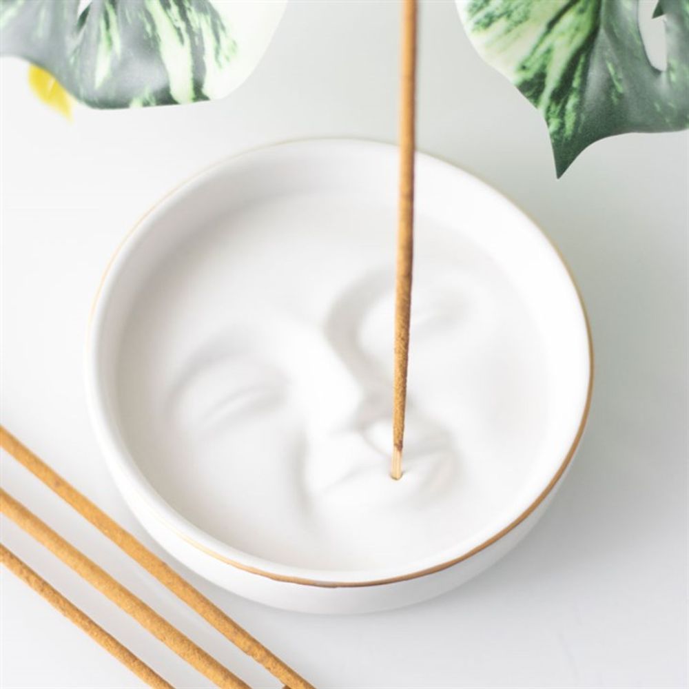 White Moon Face Incense Stick Holder - Alchem Soul