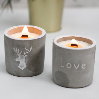 Wooden Wick Candle Med Pot - Stag Head - Whiskey and Woodsmoke - Alchem Soul