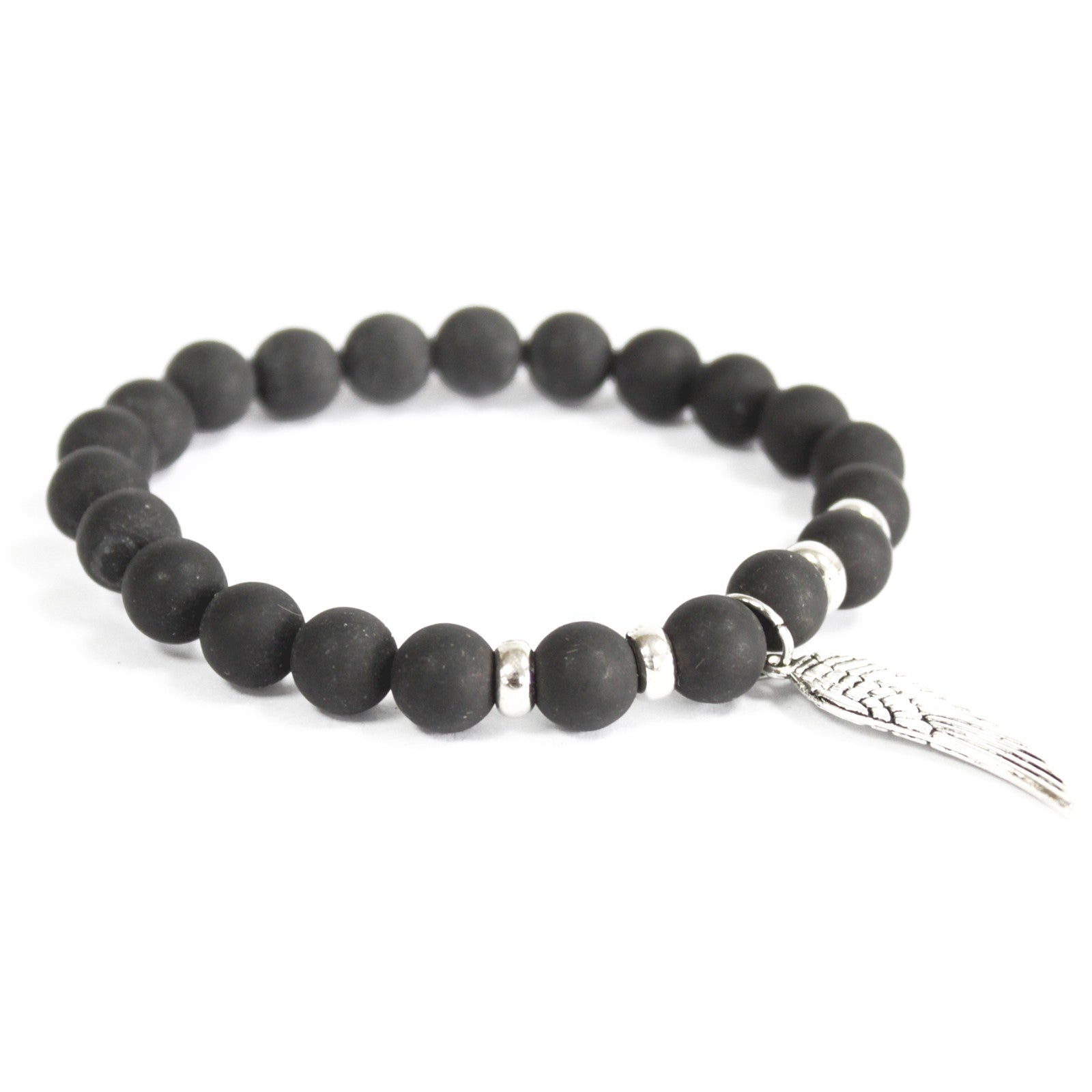 Angel Wing / Black Agate - Gemstone Bracelet - Alchem Soul