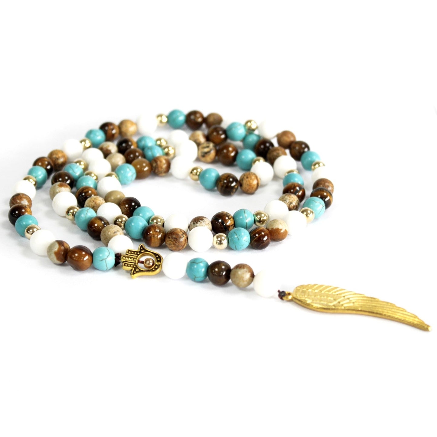 Angel Wing / Multi Beads Gemstone Necklace - Alchem Soul