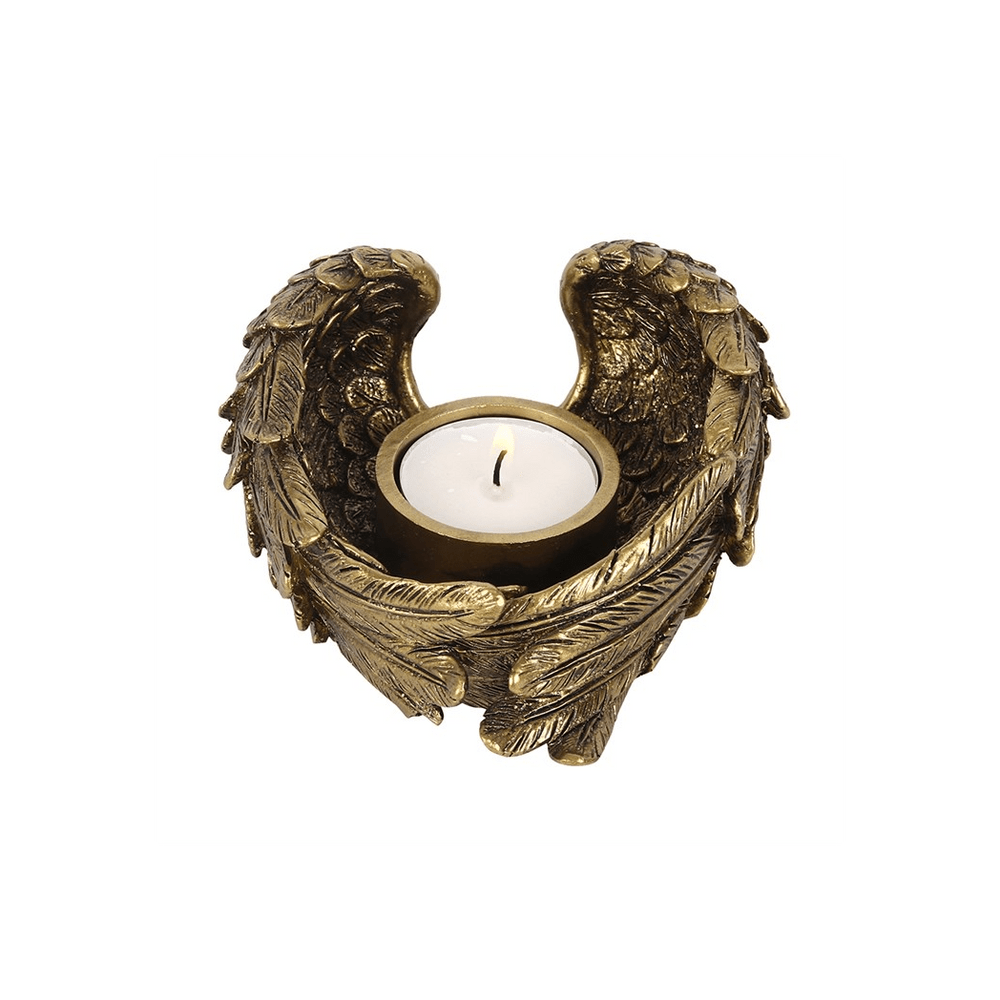 Antique Gold Angel Wing Tealight Candle Holder - Alchem Soul