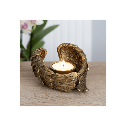 Antique Gold Angel Wing Tealight Candle Holder - Alchem Soul