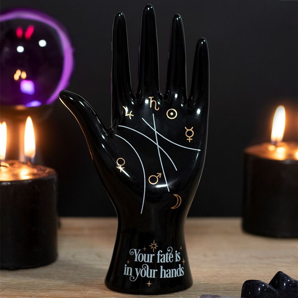 Black Ceramic Palmistry Hand Ornament - Alchem Soul