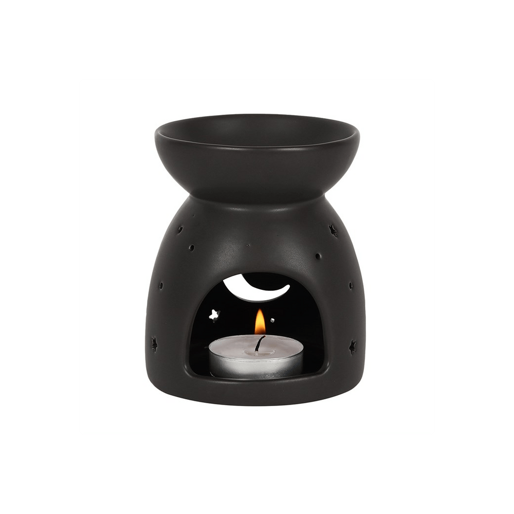 Black Mystical Moon Cut Out Oil Burner - Alchem Soul