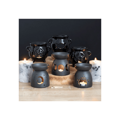 Black Mystical Moon Cut Out Oil Burner - Alchem Soul