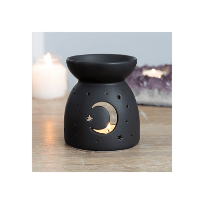 Black Mystical Moon Cut Out Oil Burner - Alchem Soul