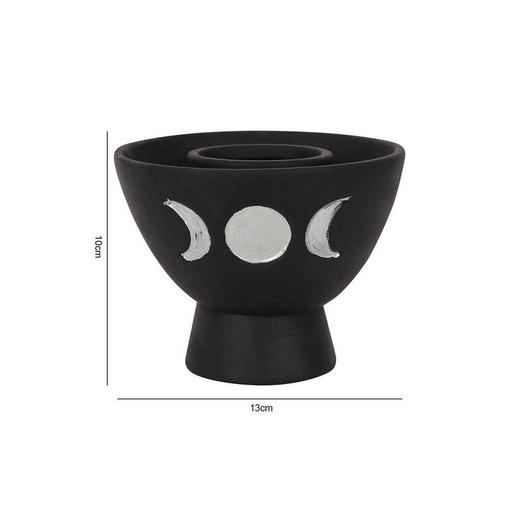 Black Triple Moon Terracotta Smudge Bowl - Alchem Soul