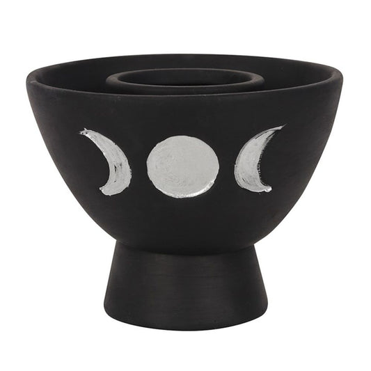 Black Triple Moon Terracotta Smudge Bowl - Alchem Soul