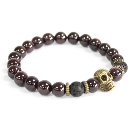 Bronze Skull / Blood Stone - Gemstone Bracelet - Alchem Soul