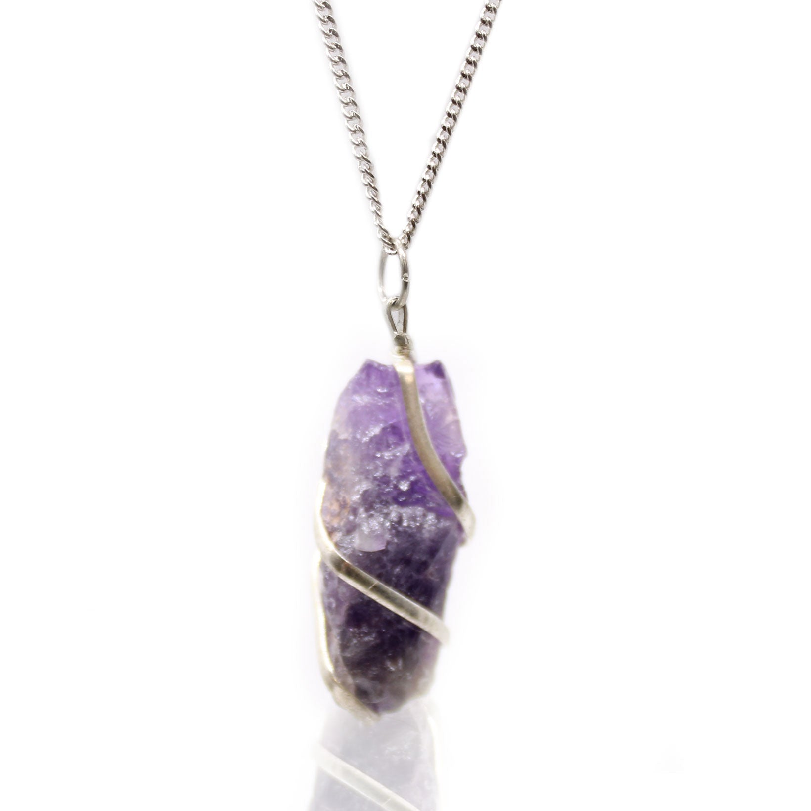 Cascade Wrapped Gemstone Necklace - Rough Amethyst - Alchem Soul