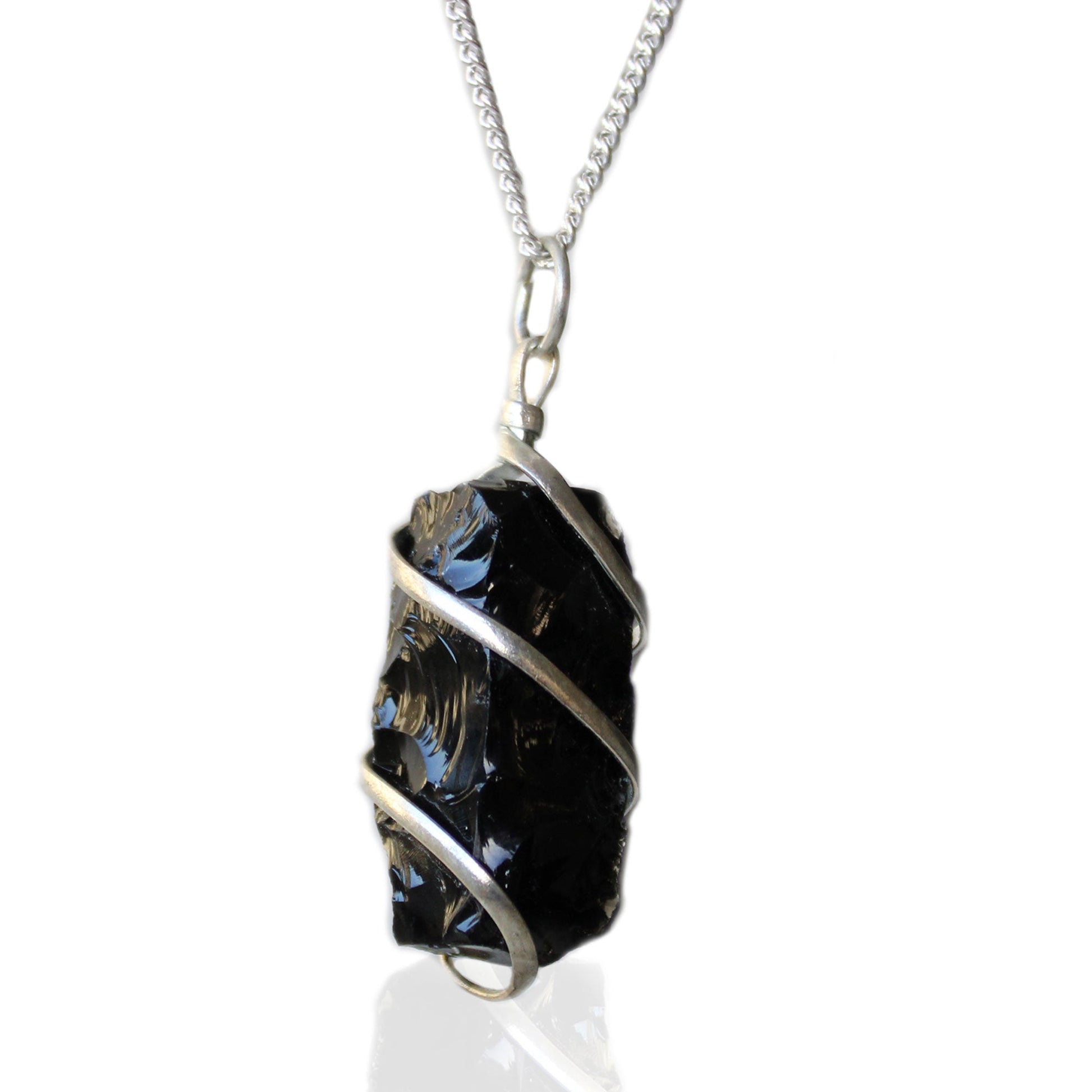 Cascade Wrapped Gemstone Necklace - Rough Black Onyx - Alchem Soul