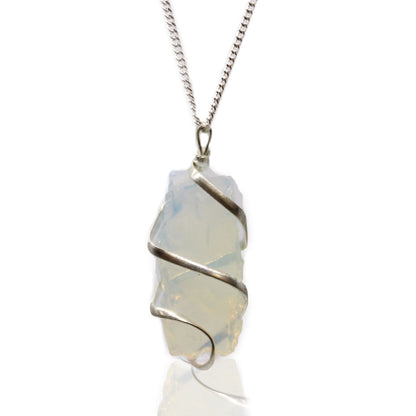 Cascade Wrapped Gemstone Necklace - Rough Opalite - Alchem Soul