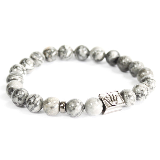 Crown Ingot / Grey Agate - Gemstone Bracelet - Alchem Soul