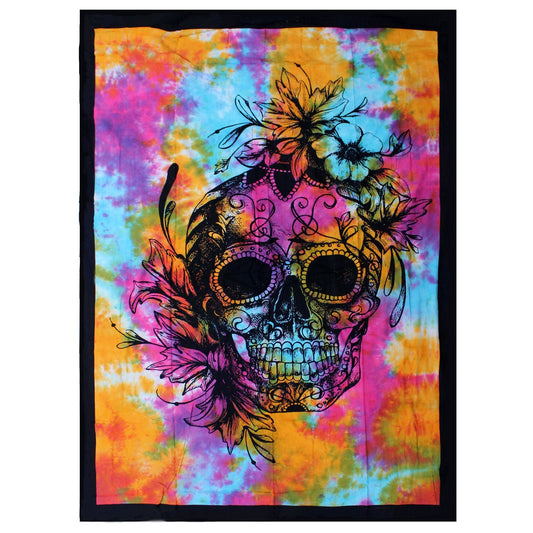 Day of Dead Skull Single Cotton Bedspread - Alchem Soul