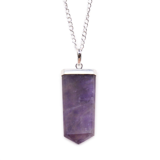 Gemstone Flat Pencil Pendant - Amethyst - Alchem Soul