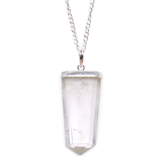 Gemstone Flat Pencil Pendant - Rock Quartz - Alchem Soul