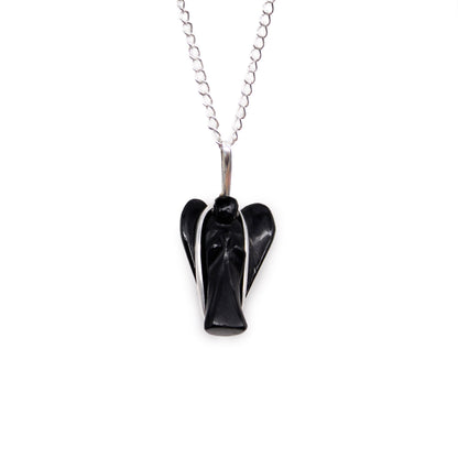 Gemstone Guardian Angel Pendant - Black Agate - Alchem Soul