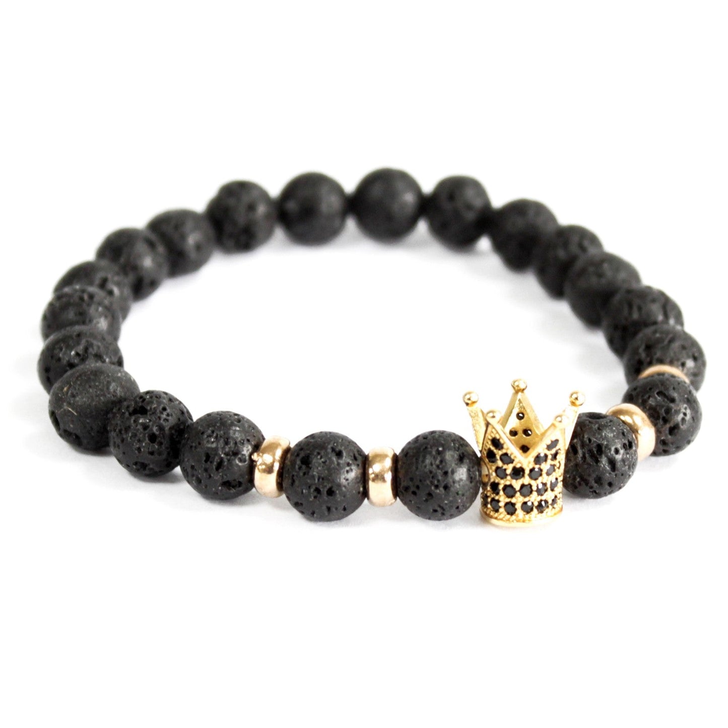 Gold Crown / Lava Stone - Gemstone Bracelet - Alchem Soul