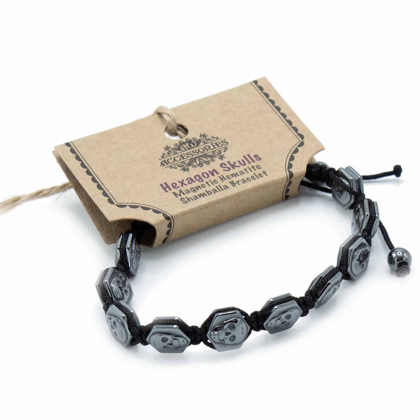 Hexagon Skulls Hematite Shamballa Bracelet - Alchem Soul