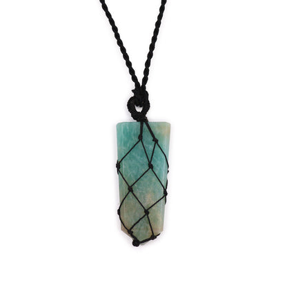 Laced Gemstone Flat Point Pendant - Amazonite - Alchem Soul