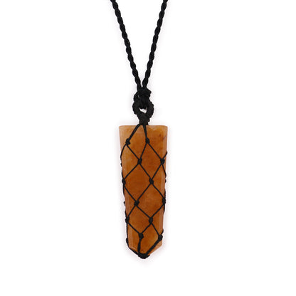 Laced Gemstone Flat Point Pendant - Golden Quartz - Alchem Soul