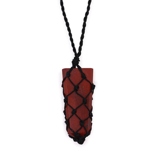 Laced Gemstone Flat Point Pendant - Red Jasper - Alchem Soul