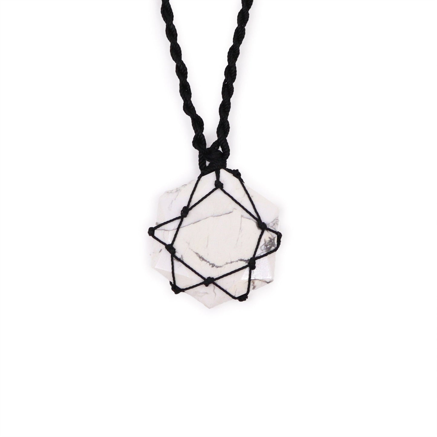 Laced Gemstone Hexagon Pendant - White Howlite - Alchem Soul