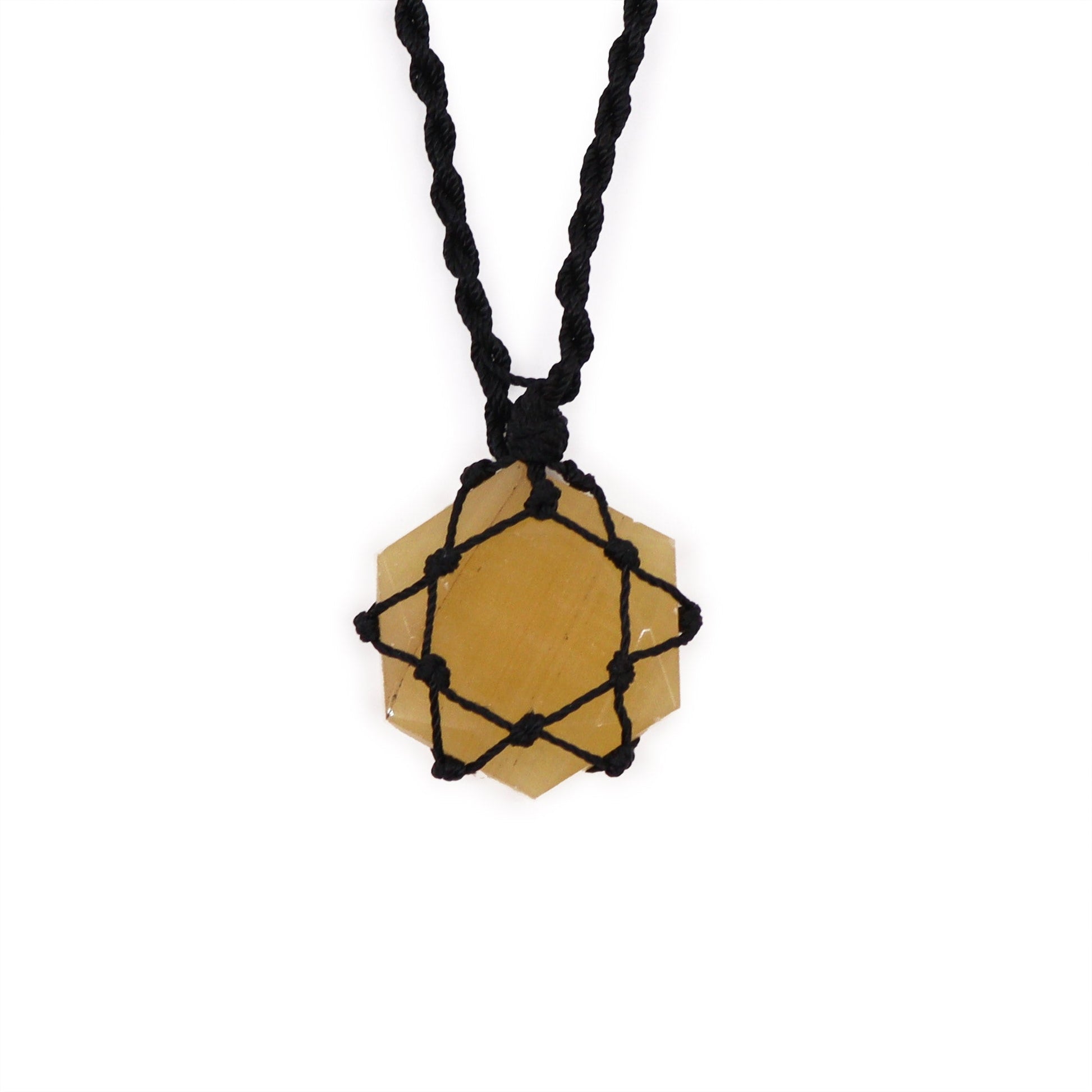 Laced Gemstone Hexagon Pendant - Yellow Quartz - Alchem Soul